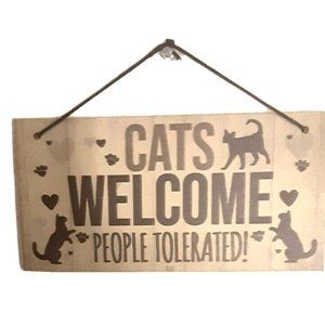 Cats Welcome Sign Wall Hanging Plaque Home Pet Decor 7.9 in x 3.9 in